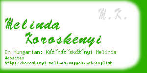 melinda koroskenyi business card